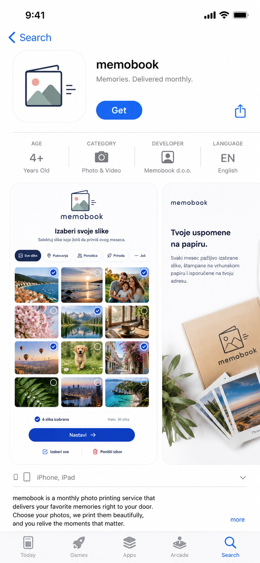 MemoBook aplikacija prikazana u prodavnici aplikacija